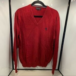 Express Sweater Mens Size Large Red V Neck Long Sleeve